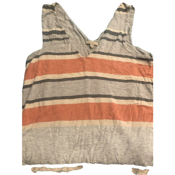 Anthropologie‎ Bordeaux Gray Orange Striped Sleeveless Tank - Picture 4 of 8